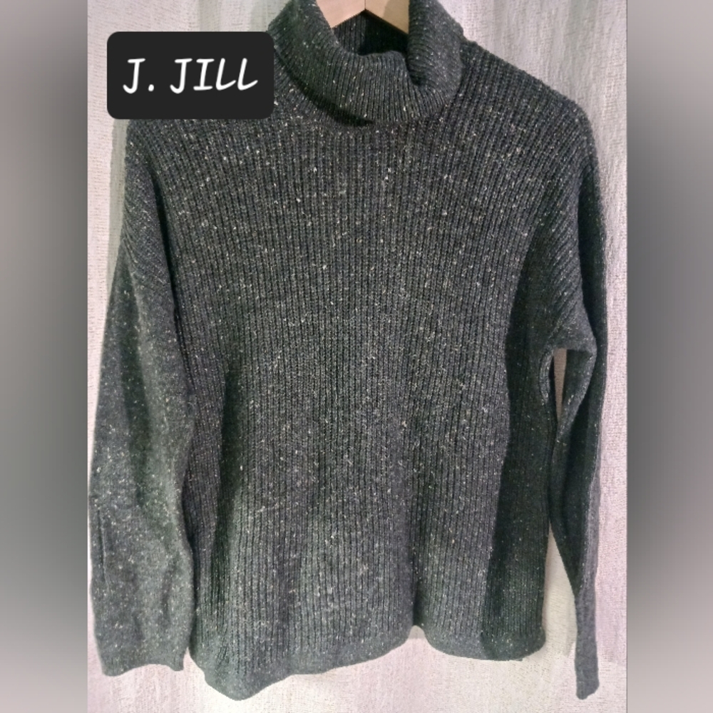 J. JILL turtleneck ribbed knit sweater womens size small gray color